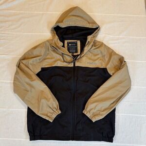 Matix Mens Hooded Windbreaker Jacket Tan Black Colorblock Mesh Lined Large